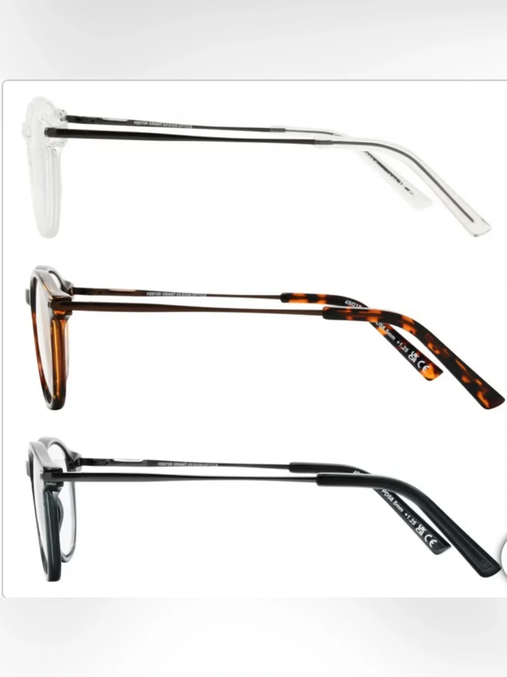 Foster Grant Design Optics 3-pack of reading glasses, +1.75 magnification.